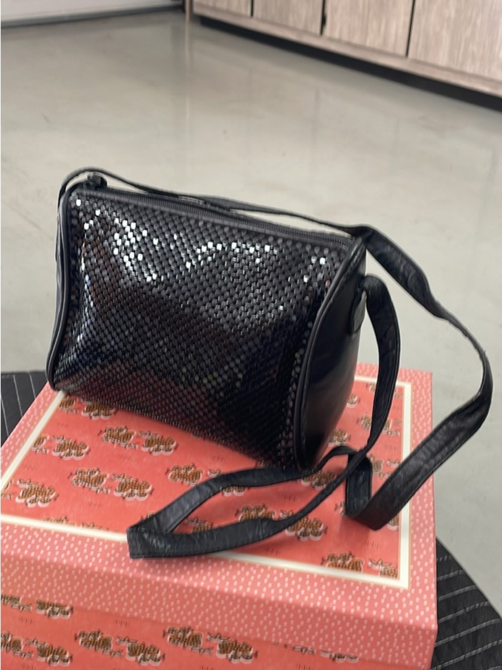 Black mesh crossbody Shoulder Bag